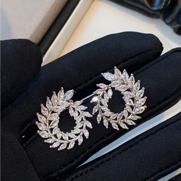 Synthetic Cubic Zirconia Round Delicate Earrings - Picture 6 of 13